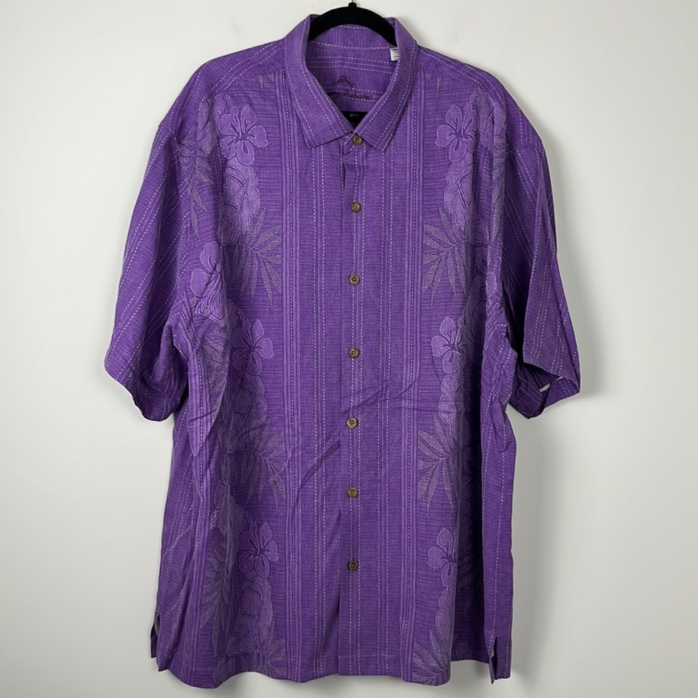 TOMMY BAHAMA BUTTON DOWN SHORT SLEEVE SHIRT 100% SILK HAWAIIAN SHIRT